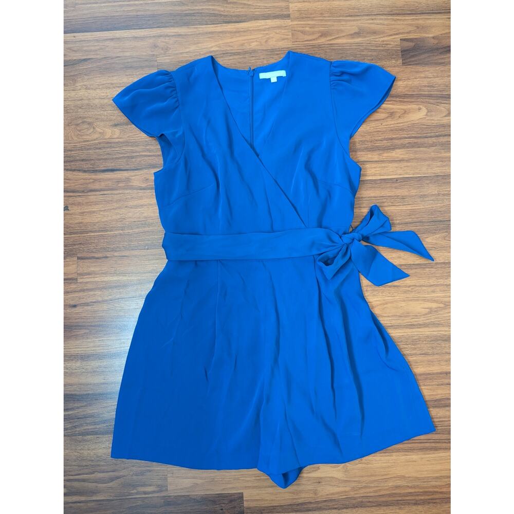 Antonio Melani Tie Waist Wrap Shorts Romper Size 14 Blue Resortwear